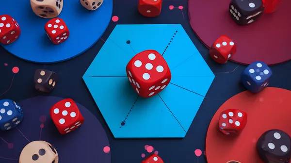 PK7 Games — Discover modern slots and table adventures A man celebrating a winning moment on his laptop while gaming symbols float around him, capturing the excitement of PK7 games.